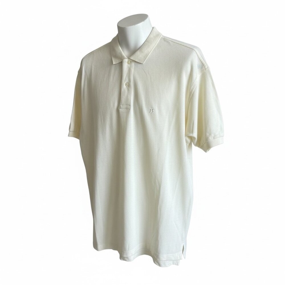Bossini Men's NEW Polo Pale Yellow Creamy White Cotton Knit Size Large NWT